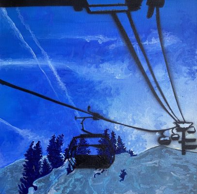 A painting of a Chairlift in Black