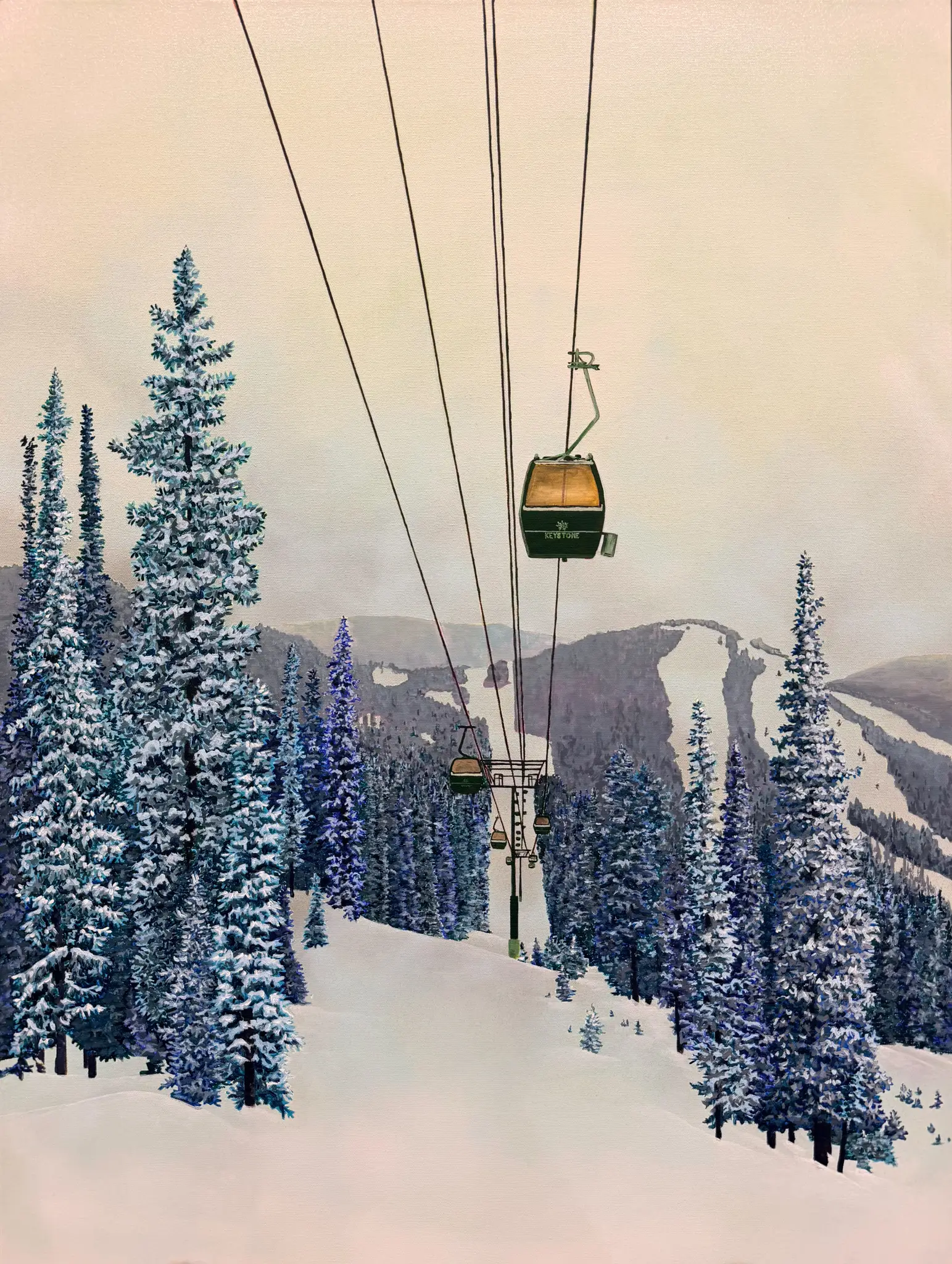 Outpost Gondola Acrylic and Spray Paint 30 x 40 by Sarah Geraci