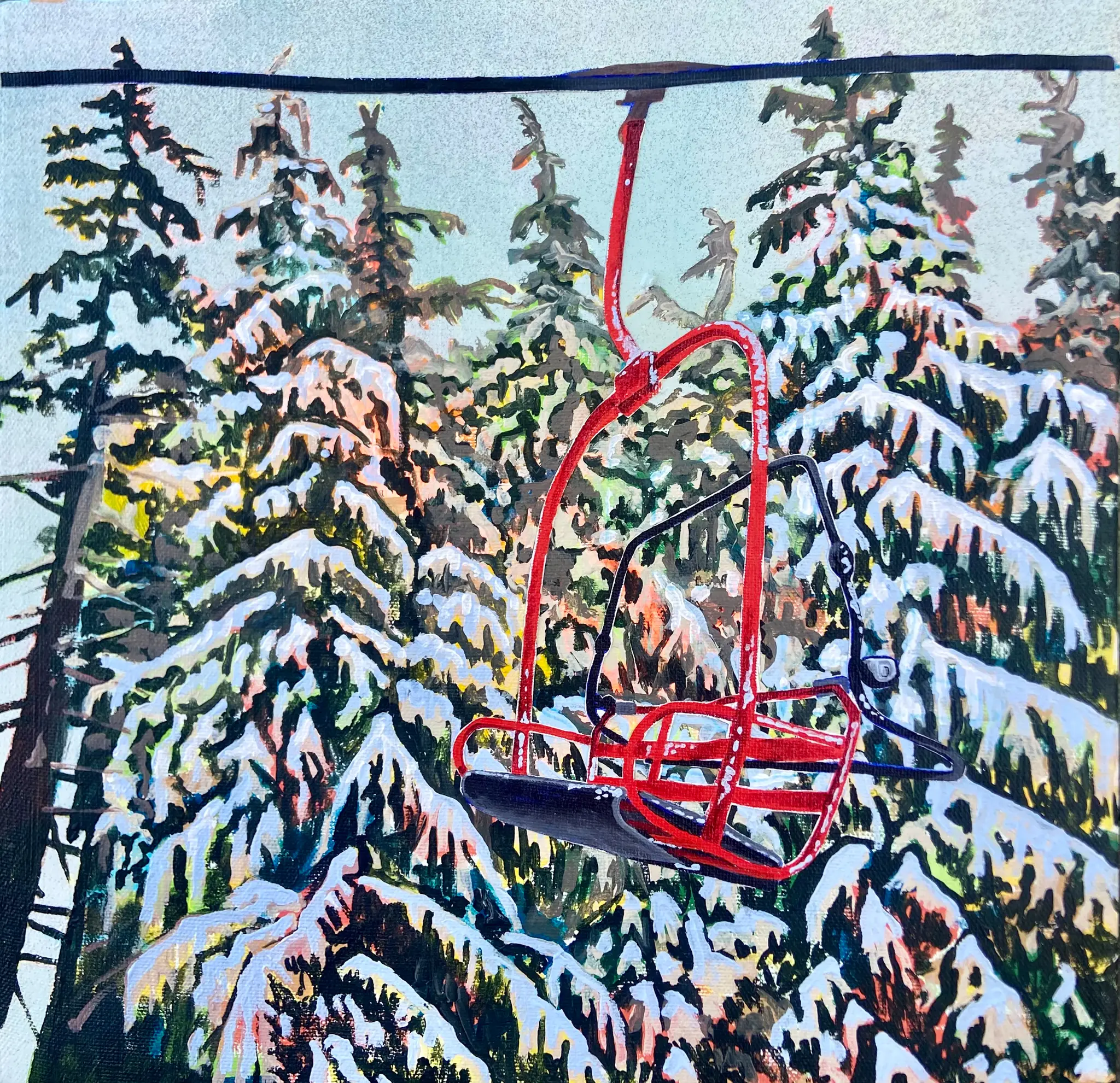 Red Chair Mixed Media 10x10 by Sarah Geraci