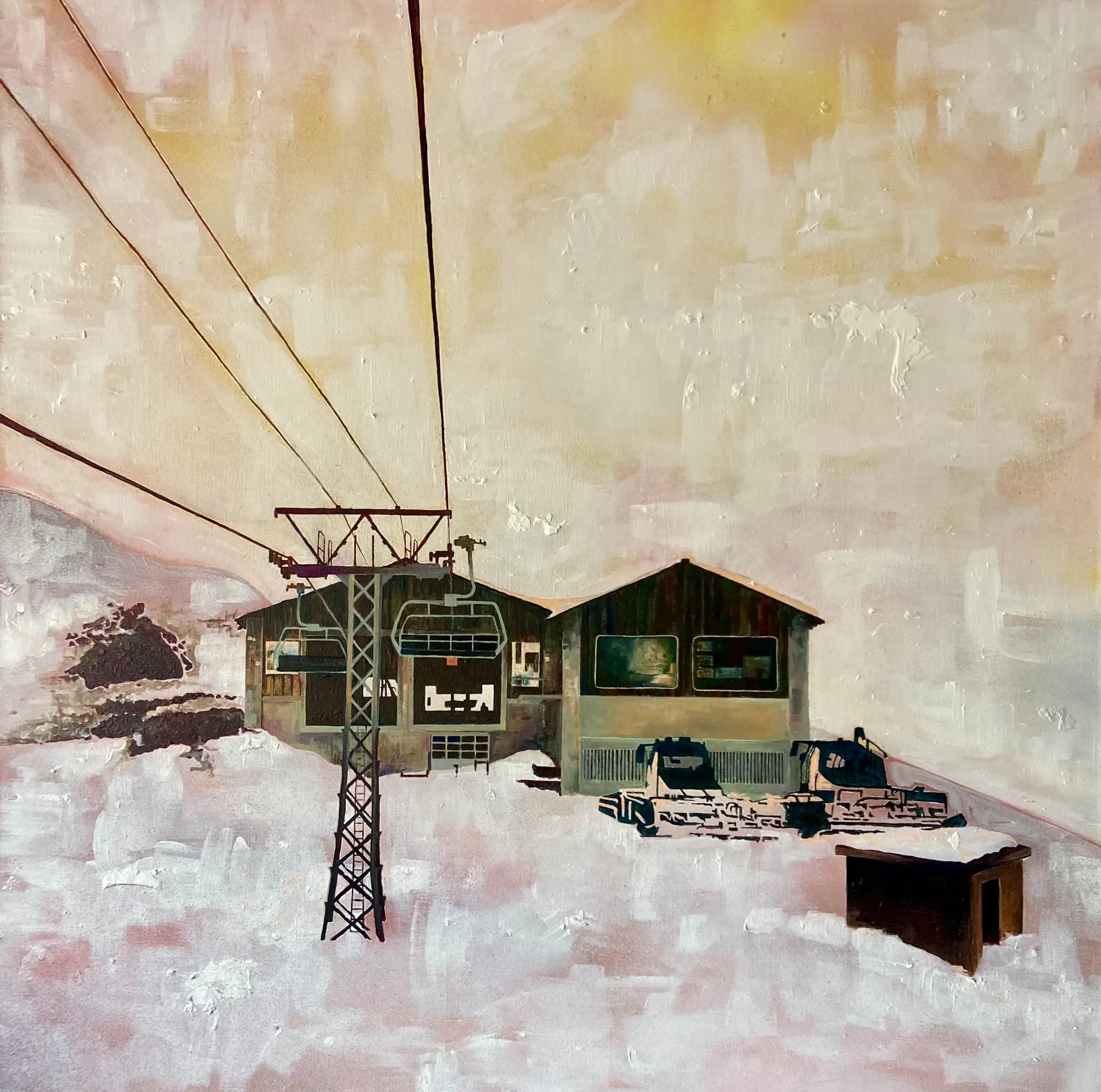 Sugar Shack Acrylic and Spray Paint 36x36 by Sarah Geraci